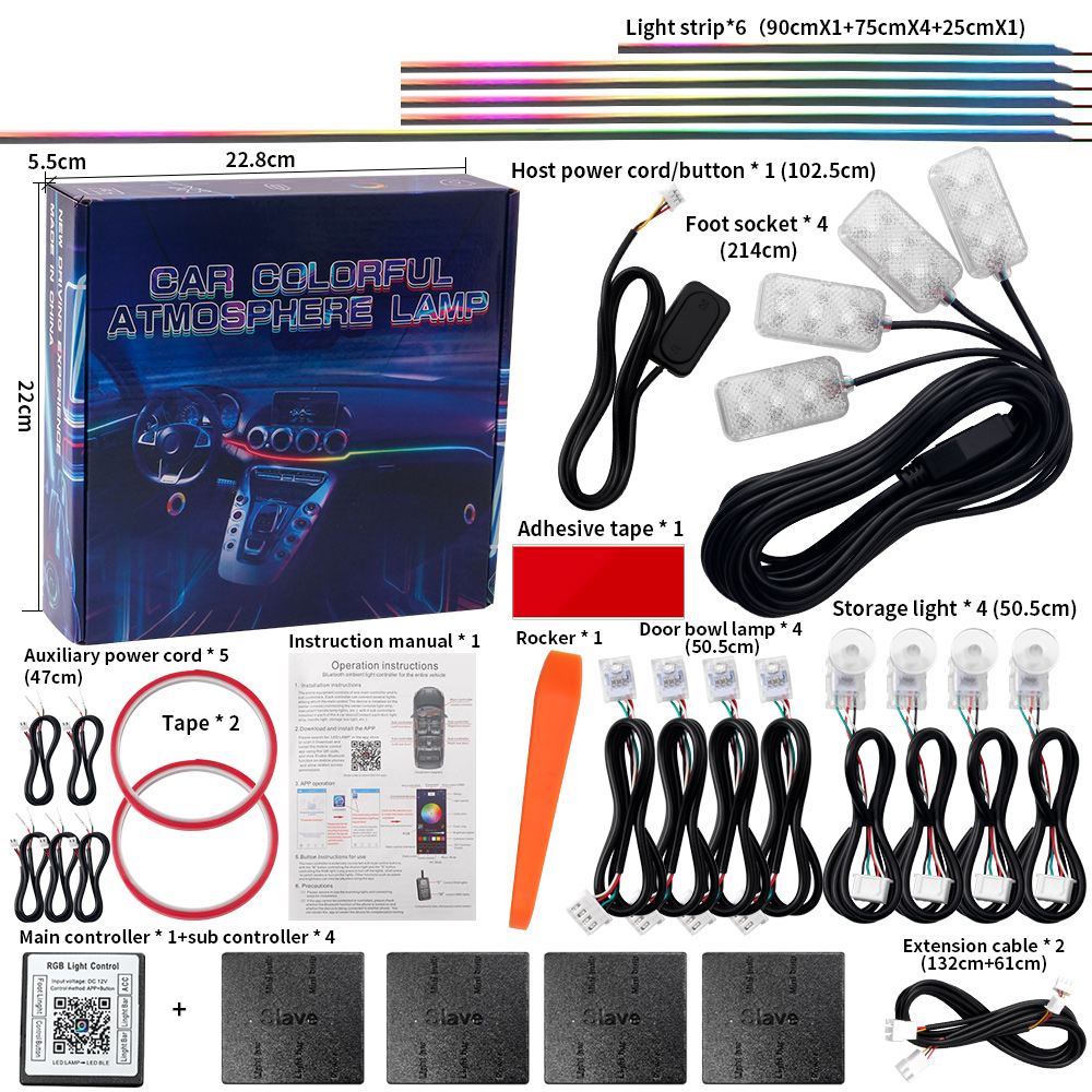 6/10/14/18/22 dalam 1 Lampu Am - Led Ambient Interior Car Lights App Control ulasan dan harga