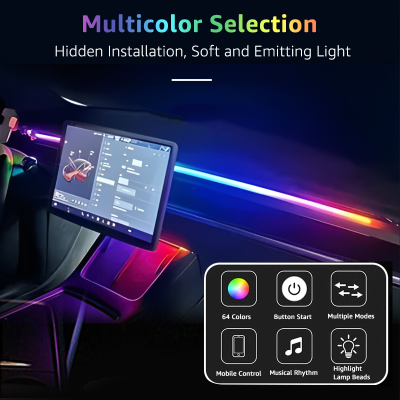 Lampu depan dasbor mobil LED 6 - Led Ambient Interior Car Lights App Control ulasan dan harga