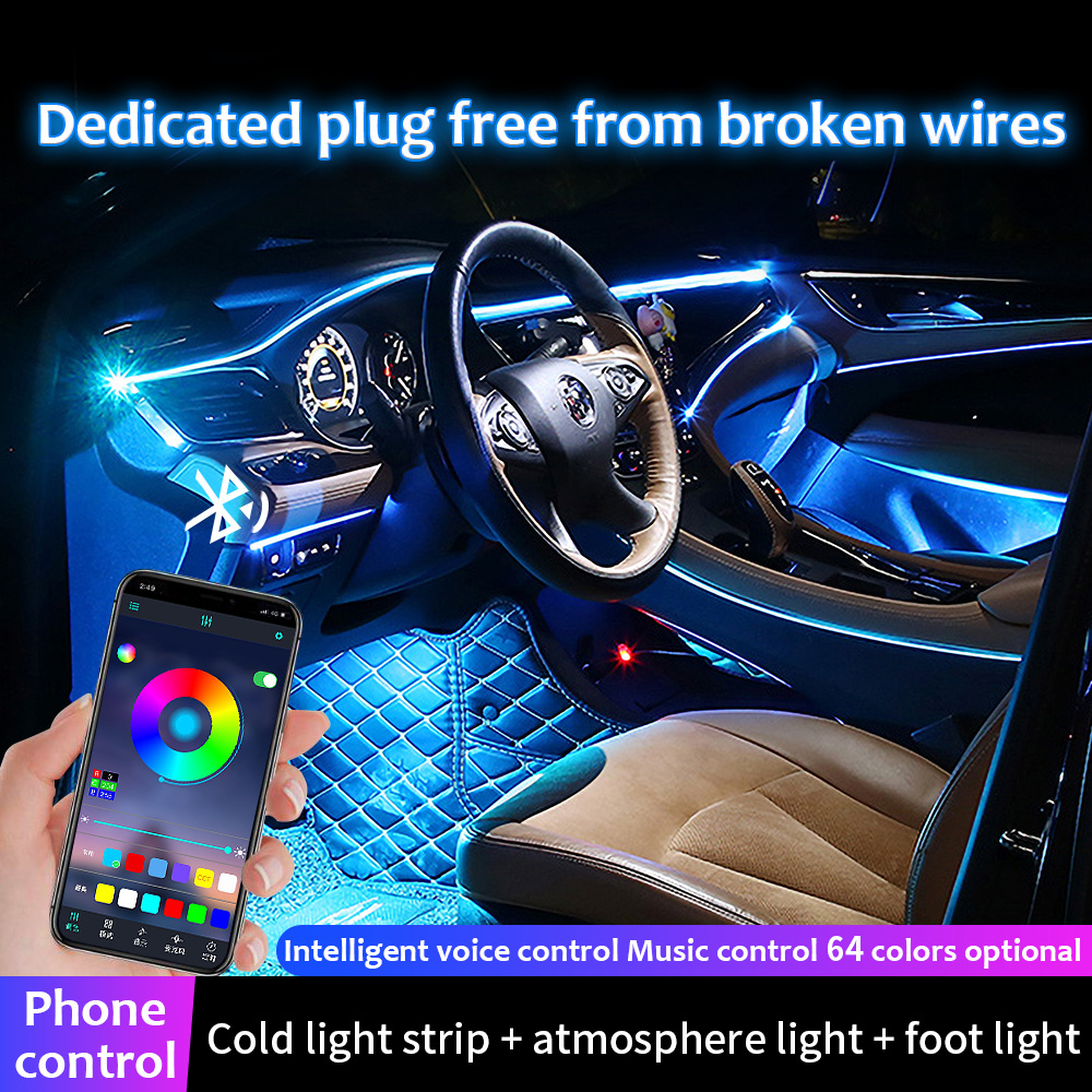 Lampu setrip Interior mobil RG - Led Ambient Interior Car Lights App Control ulasan dan harga