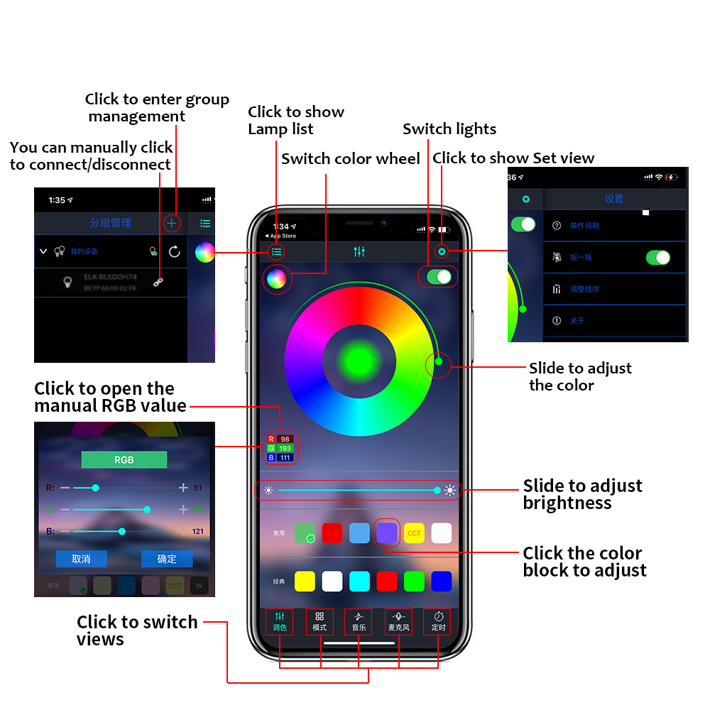 Lampu setrip Interior mobil RG - Led Ambient Interior Car Lights App Control ulasan dan harga
