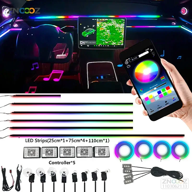 Lampu suasana Interior mobil N - Led Ambient Interior Car Lights App Control ulasan dan harga