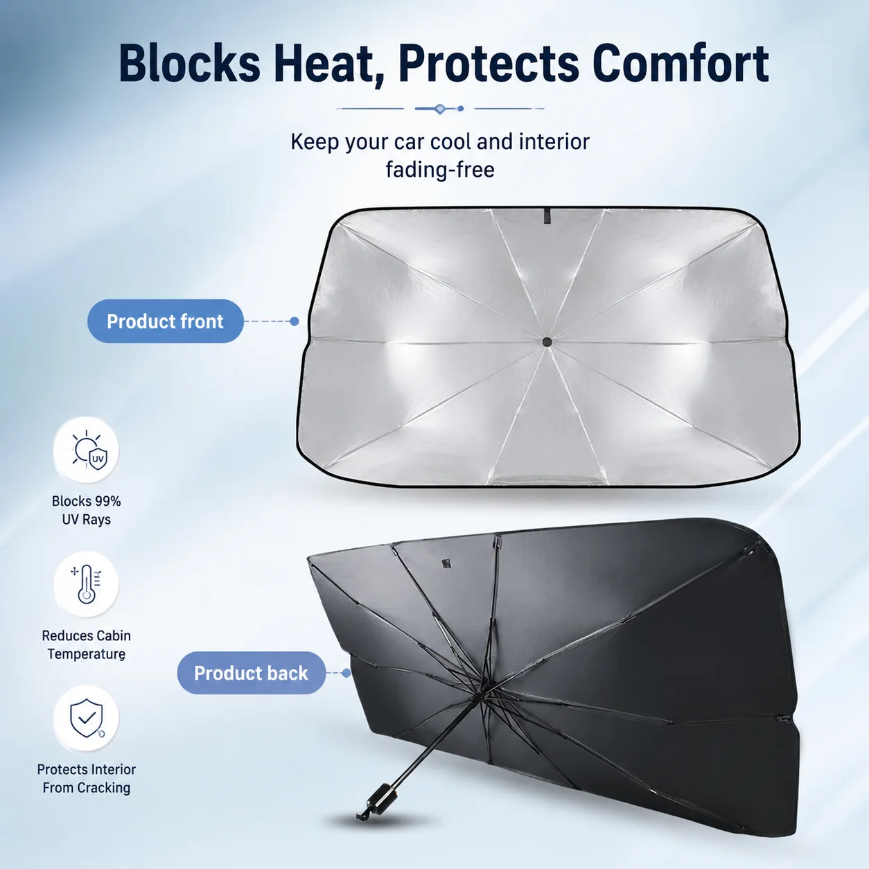 1 buah pelindung matahari mobi - Car Sunshade Windshield Umbrella Foldable ulasan dan harga