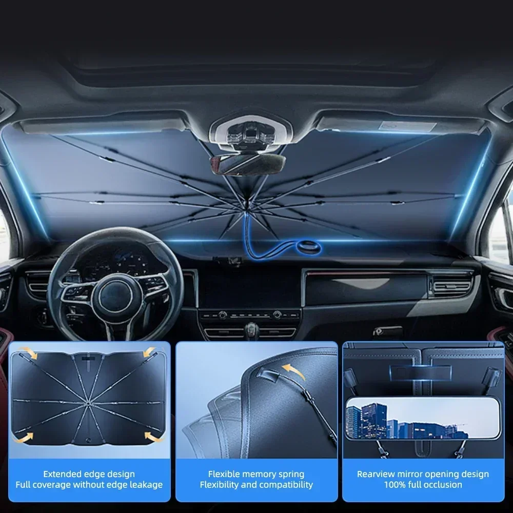 1 buah pelindung matahari mobi - Car Sunshade Windshield Umbrella Foldable ulasan dan harga